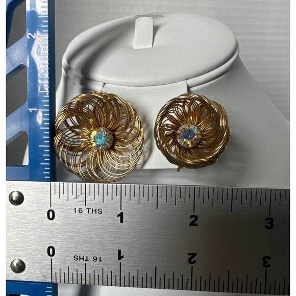 Vintage Stamped SAC Earrings Clip On wire with gemstone in the middle - Picture 10 of 15